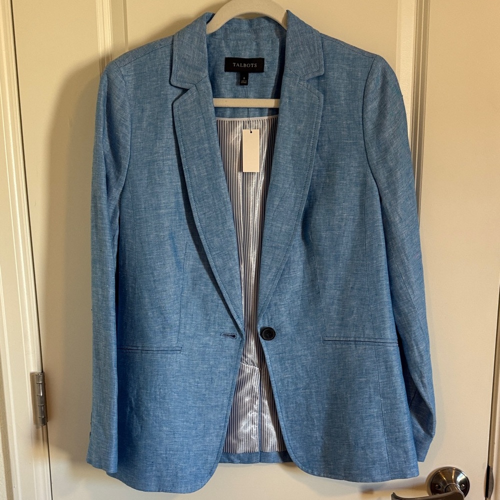 NWT Talbots Blue Linen Blazer